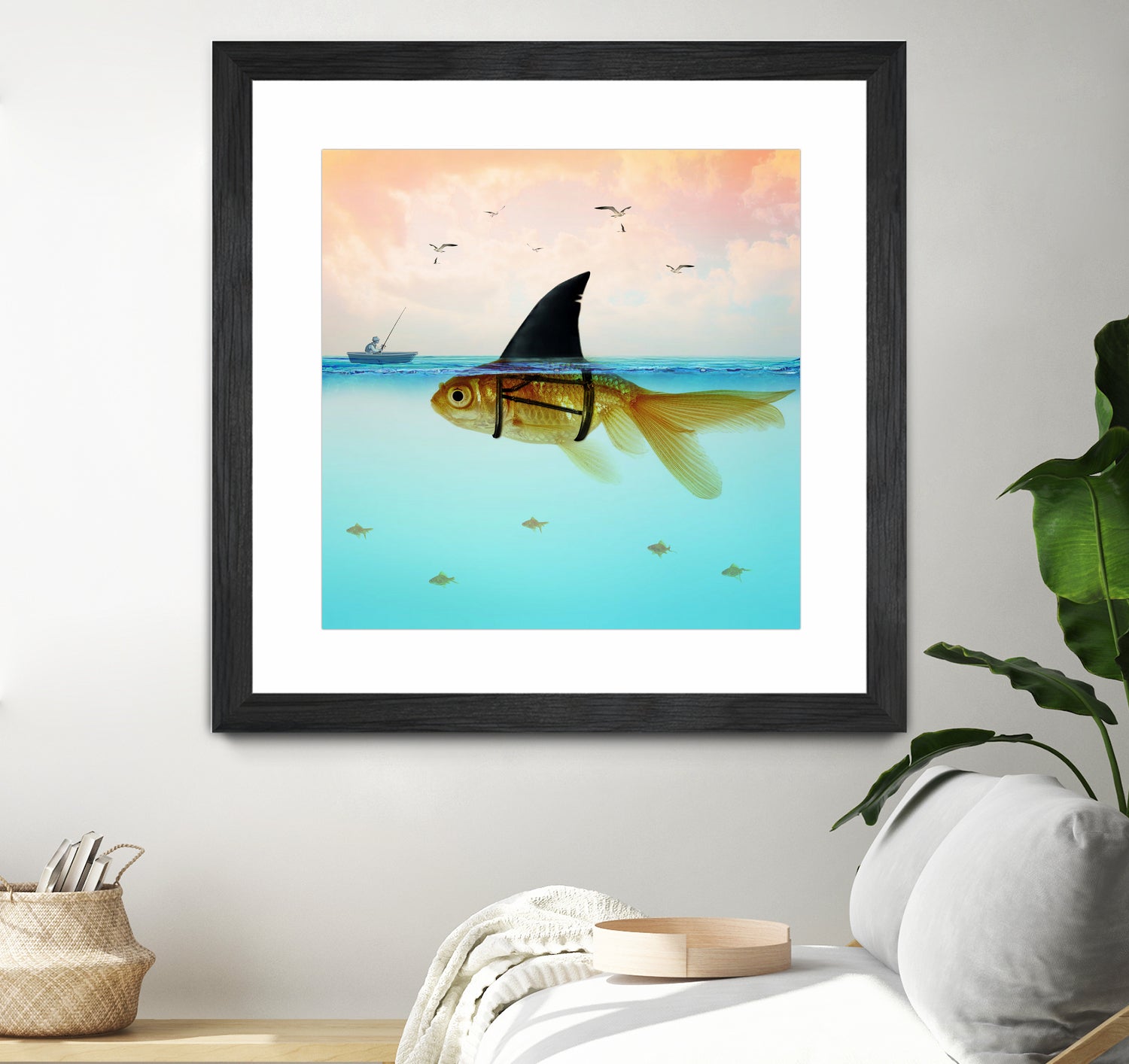 Goldfish with a Shark Fin by Vin Zzep on GIANT ART - white digital painting