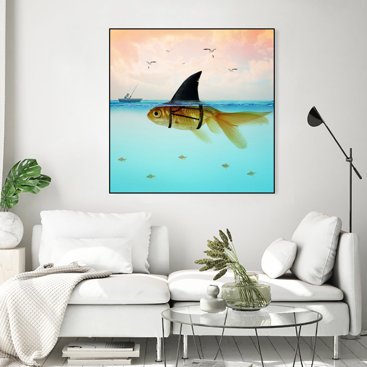 Goldfish with a Shark Fin by Vin Zzep on GIANT ART - white digital painting