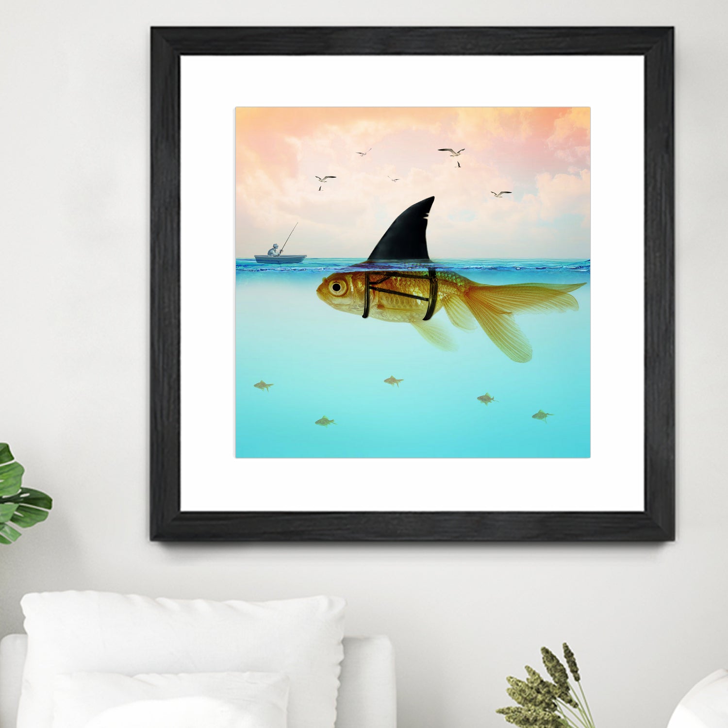 Goldfish with a Shark Fin by Vin Zzep on GIANT ART - white digital painting