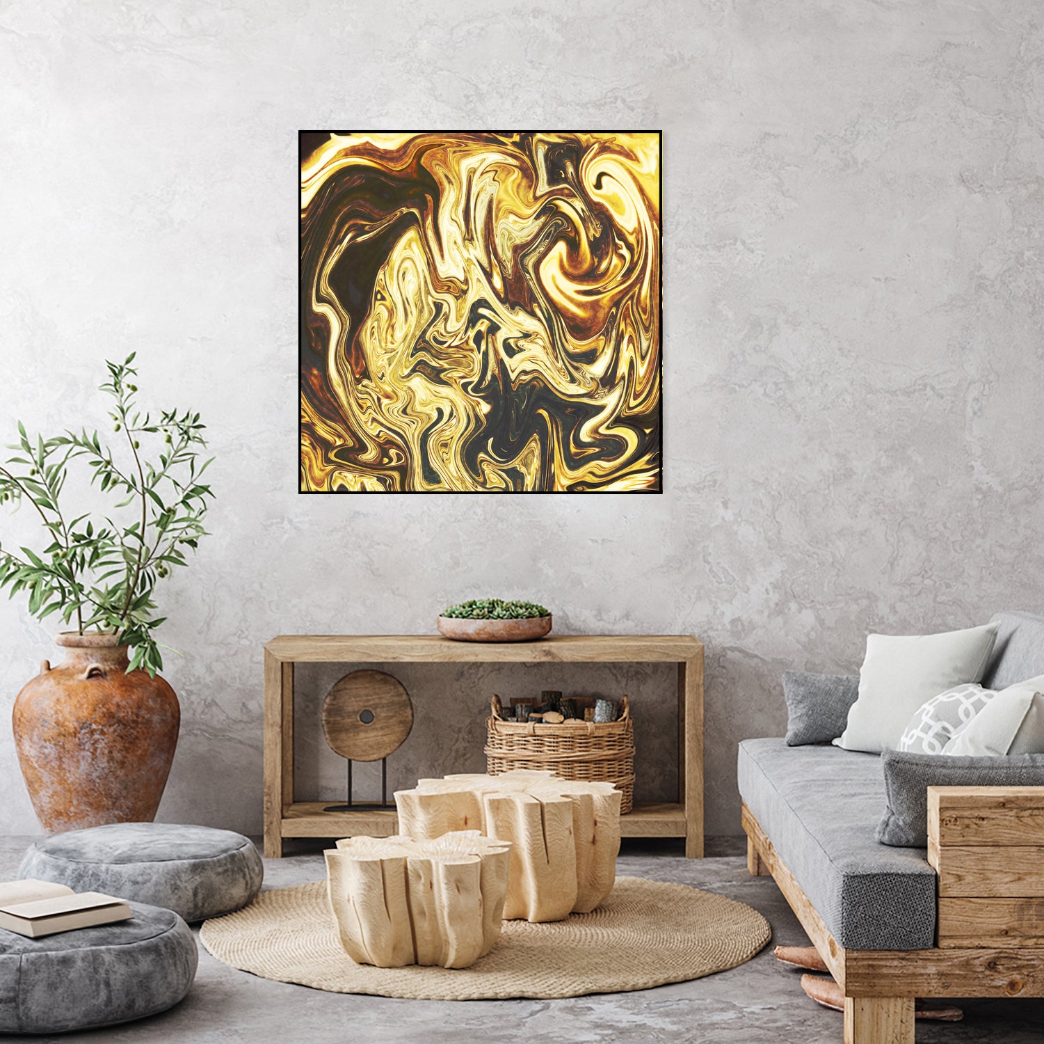 Abstract Marble Painting by Amir Faysal on GIANT ART - yellow digital painting