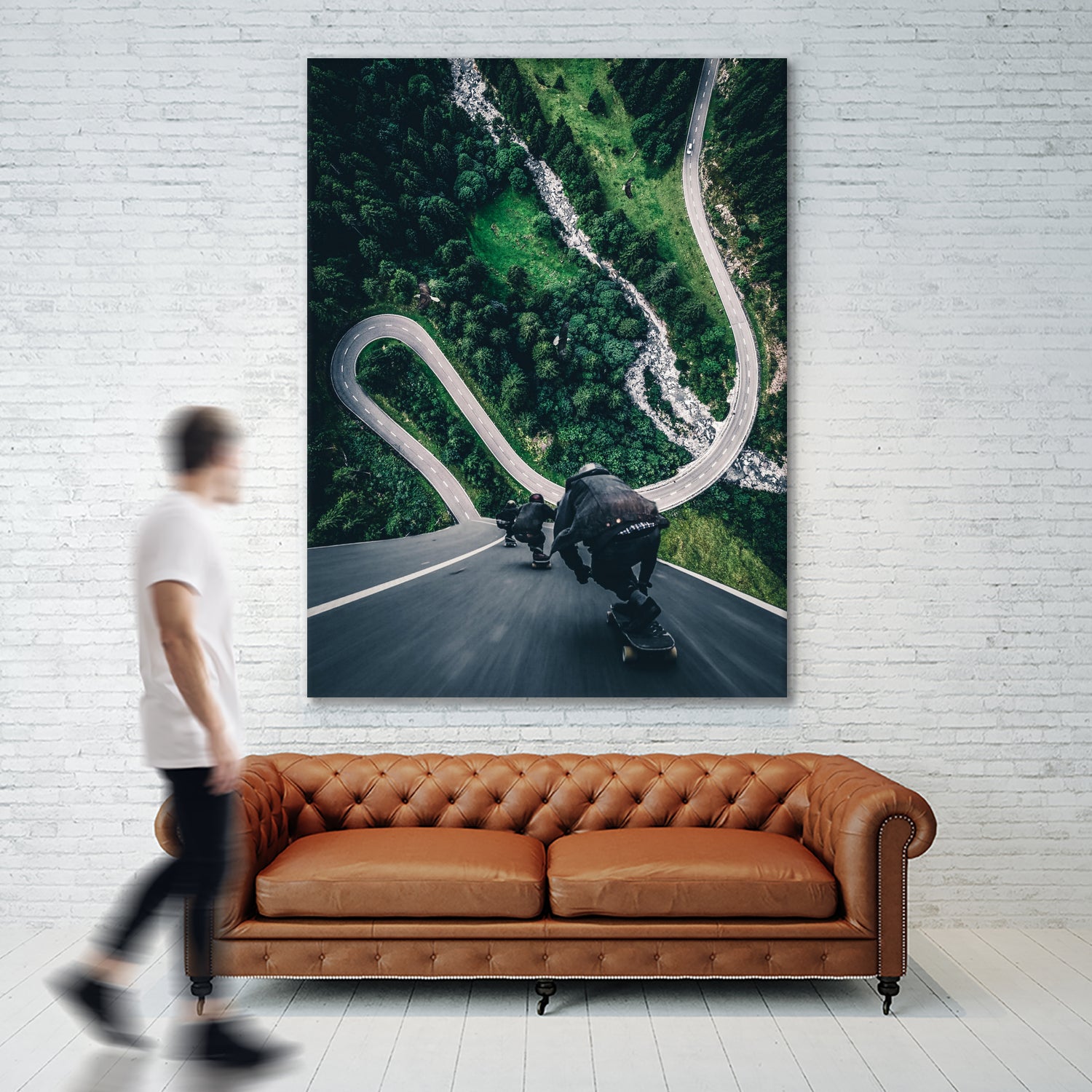 Crazy downhill skateboarders by GEN Z by Rigaud Mickaël on GIANT ART - green photo illustration