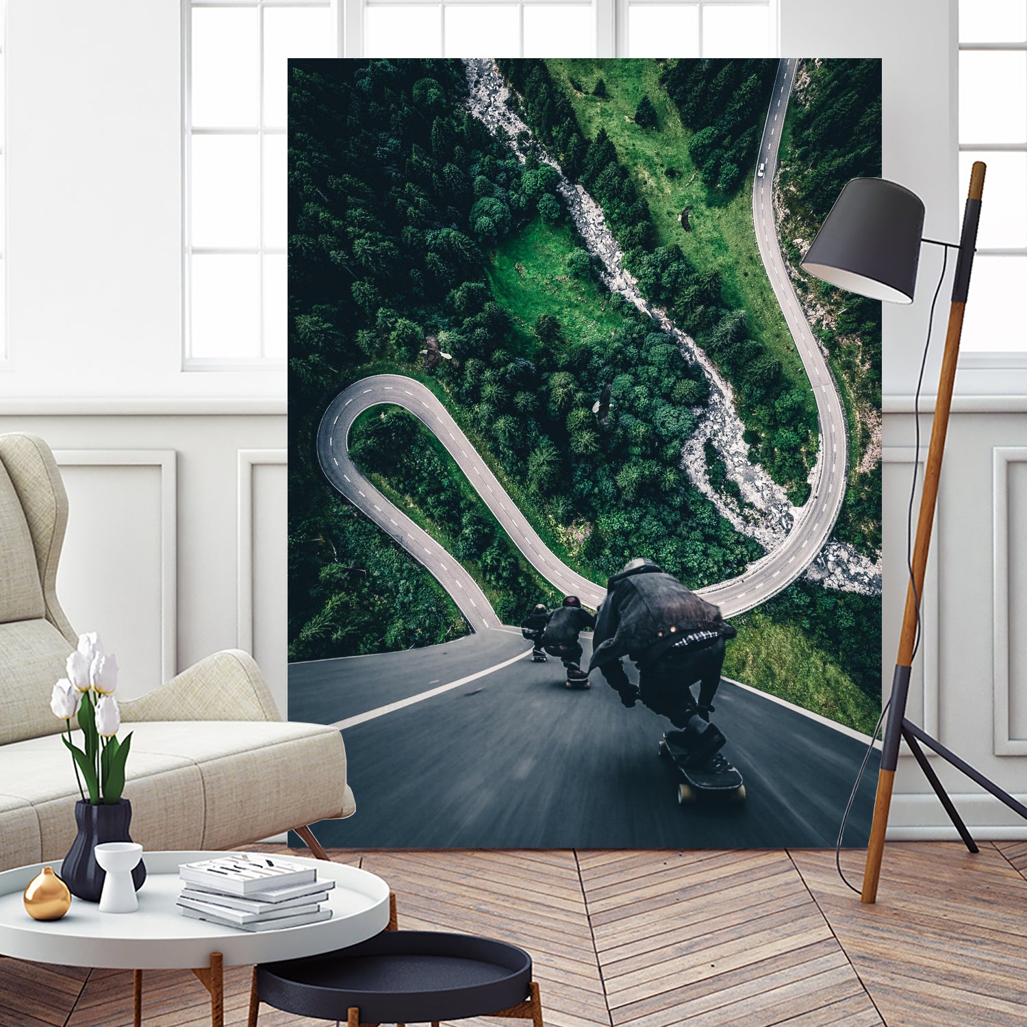 Crazy downhill skateboarders by GEN Z by Rigaud Mickaël on GIANT ART - green photo illustration