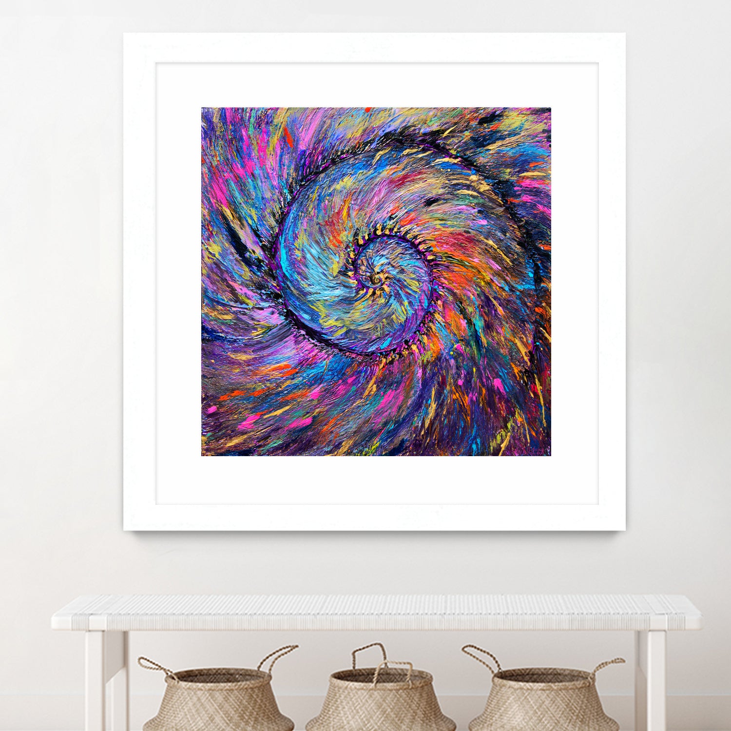 Superb Spiral Rainbow Amonite by Priscilla Batzell on GIANT ART - fuchsia mixed media