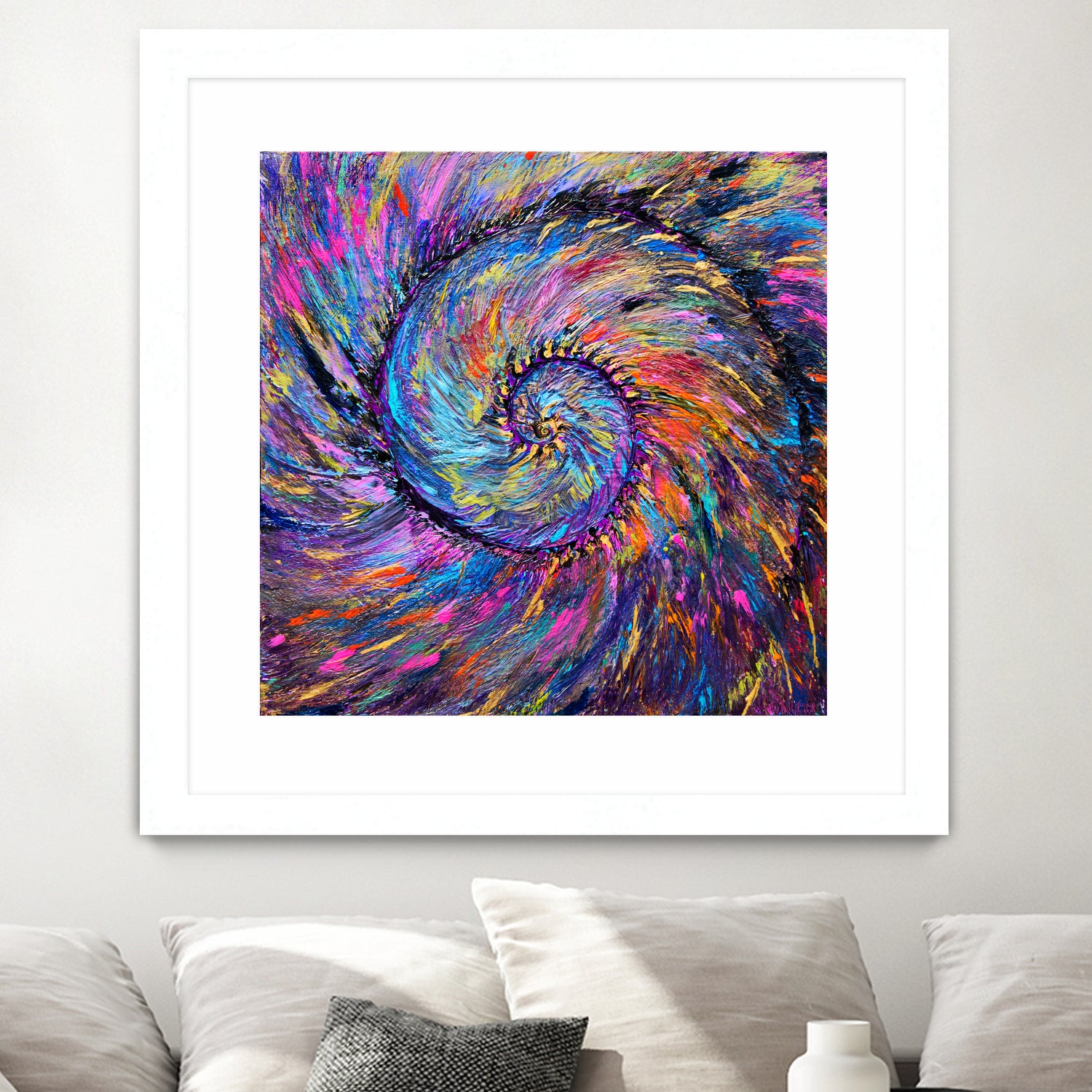 Superb Spiral Rainbow Amonite by Priscilla Batzell on GIANT ART - fuchsia mixed media