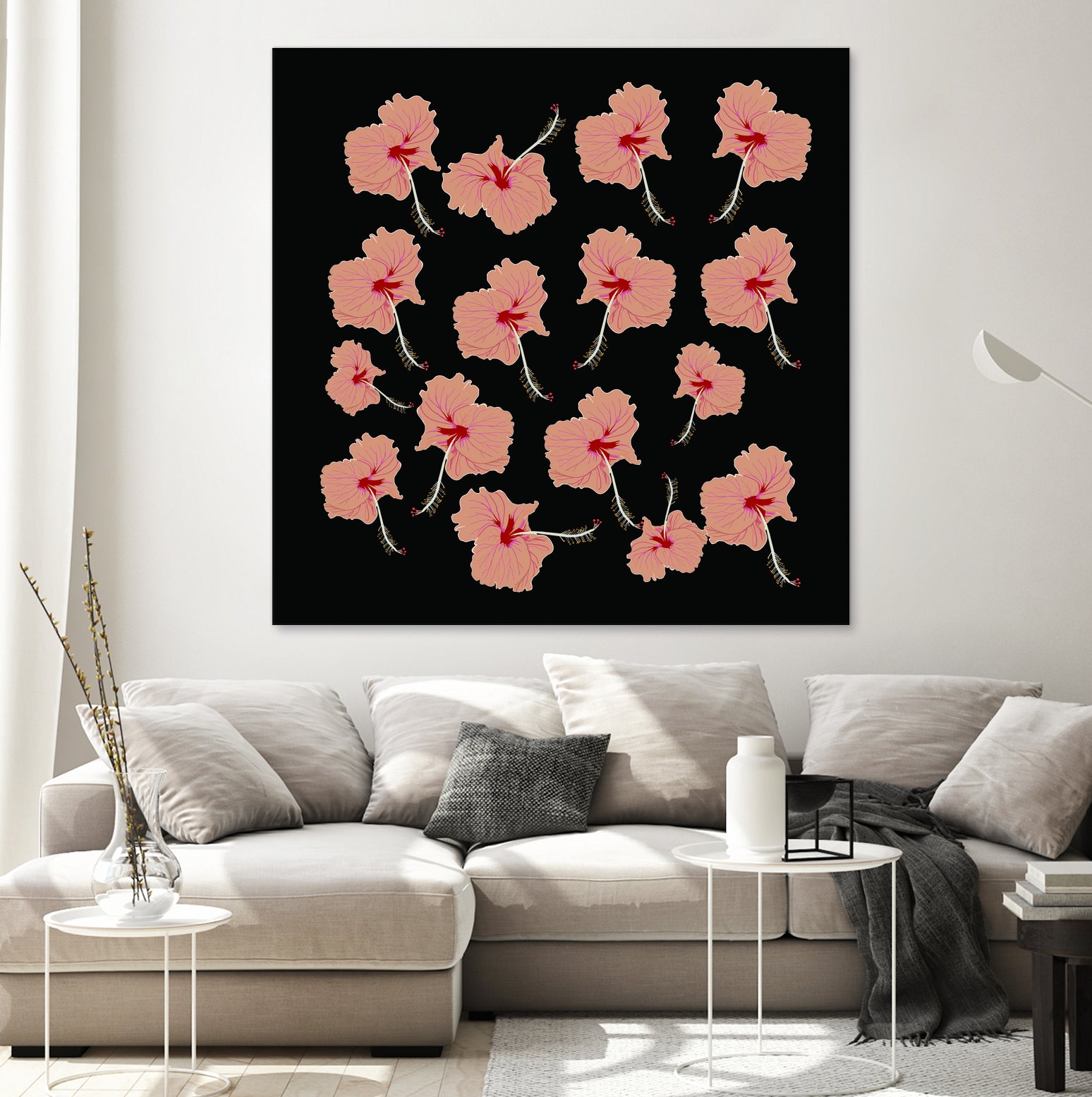 Delicate Hibiscus Flowers by Vanka Manitarka on GIANT ART - pink digital painting