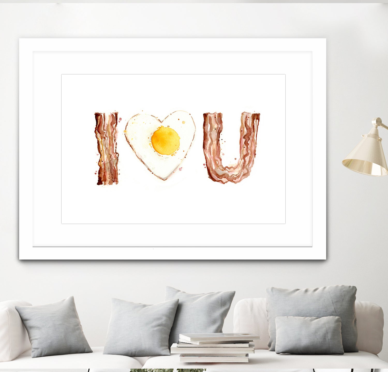 I Heart You Bacon and Egg by Olga Shvartsur on GIANT ART - yellow cartooning