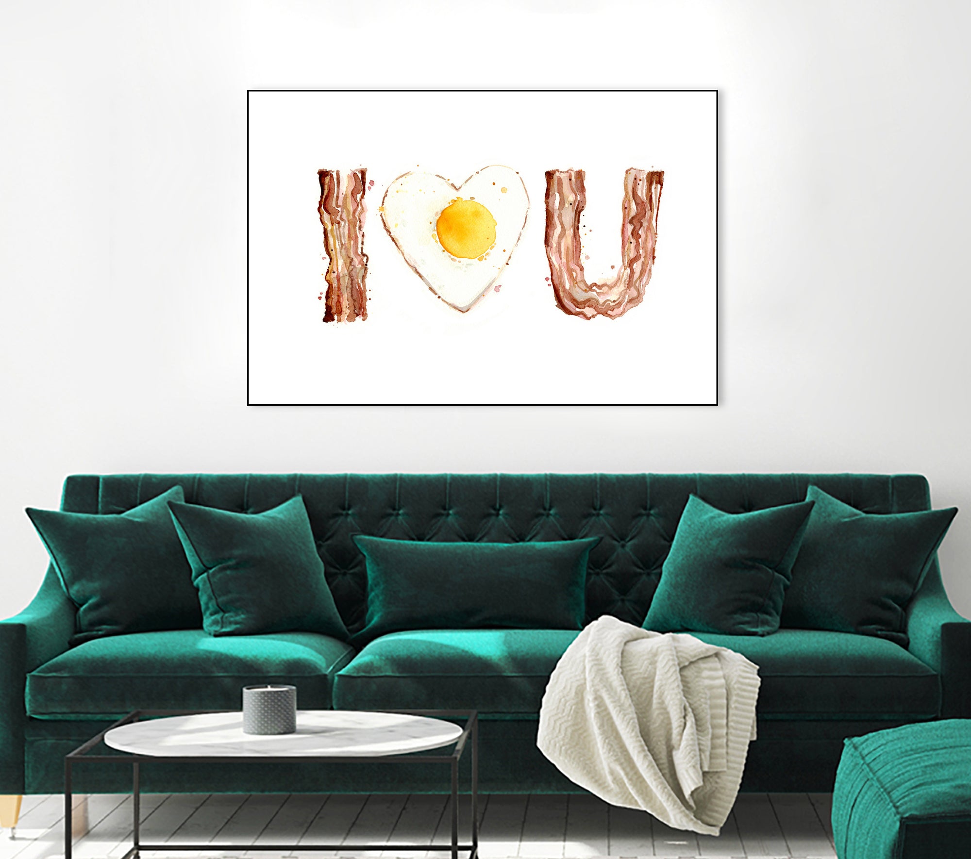 I Heart You Bacon and Egg by Olga Shvartsur on GIANT ART - yellow cartooning