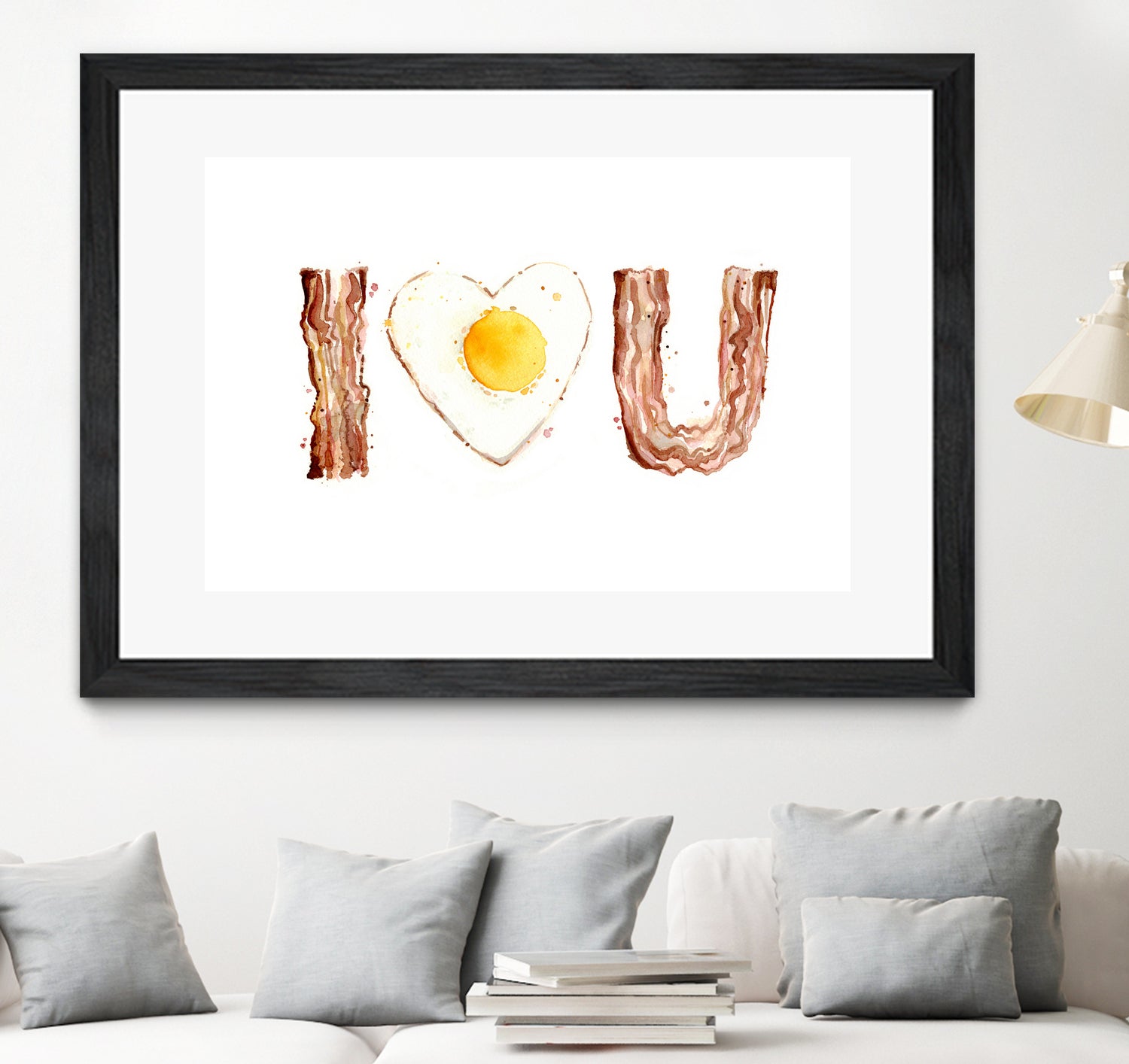 I Heart You Bacon and Egg by Olga Shvartsur on GIANT ART - yellow cartooning