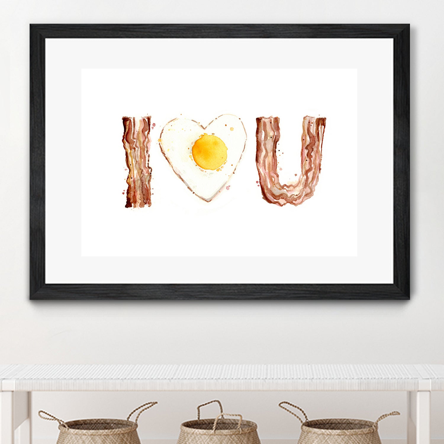 I Heart You Bacon and Egg by Olga Shvartsur on GIANT ART - yellow cartooning