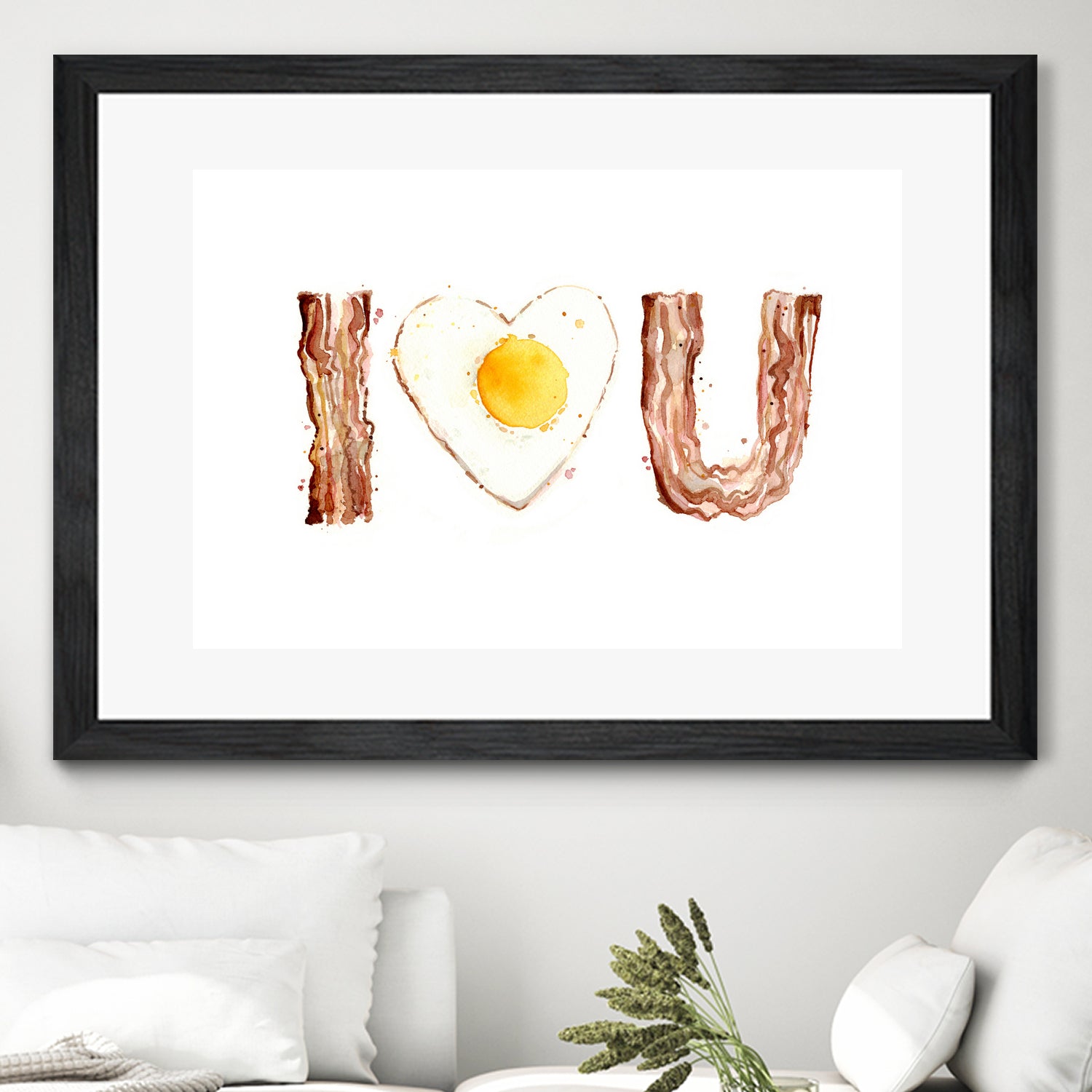 I Heart You Bacon and Egg by Olga Shvartsur on GIANT ART - yellow cartooning