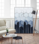 Soft Blue Hexagons - Silver by Elisabeth Fredriksson on GIANT ART - blue digital drawing