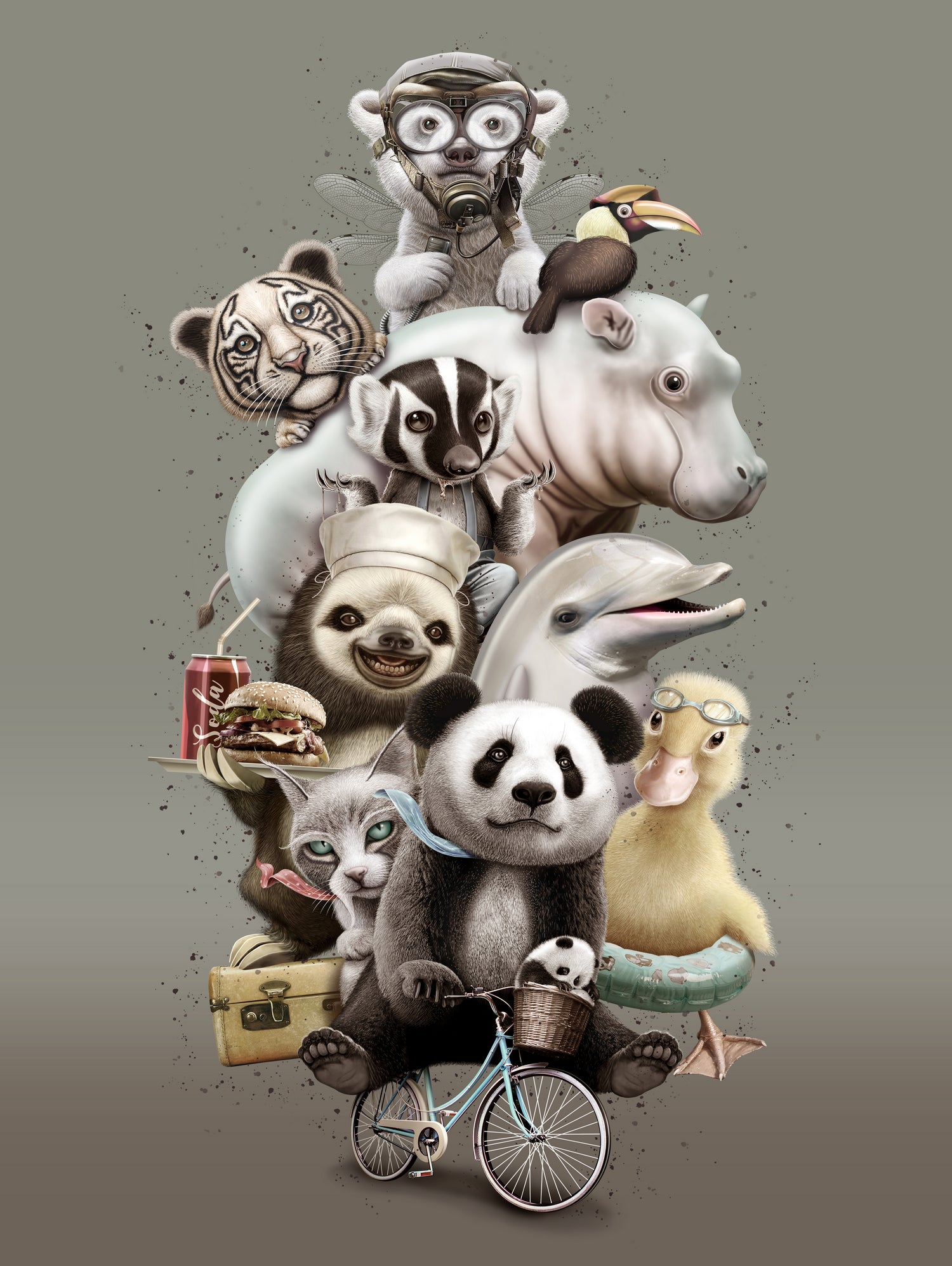 ZOO ESCAPE by JUMALI KATANI on GIANT ART - gray digital painting