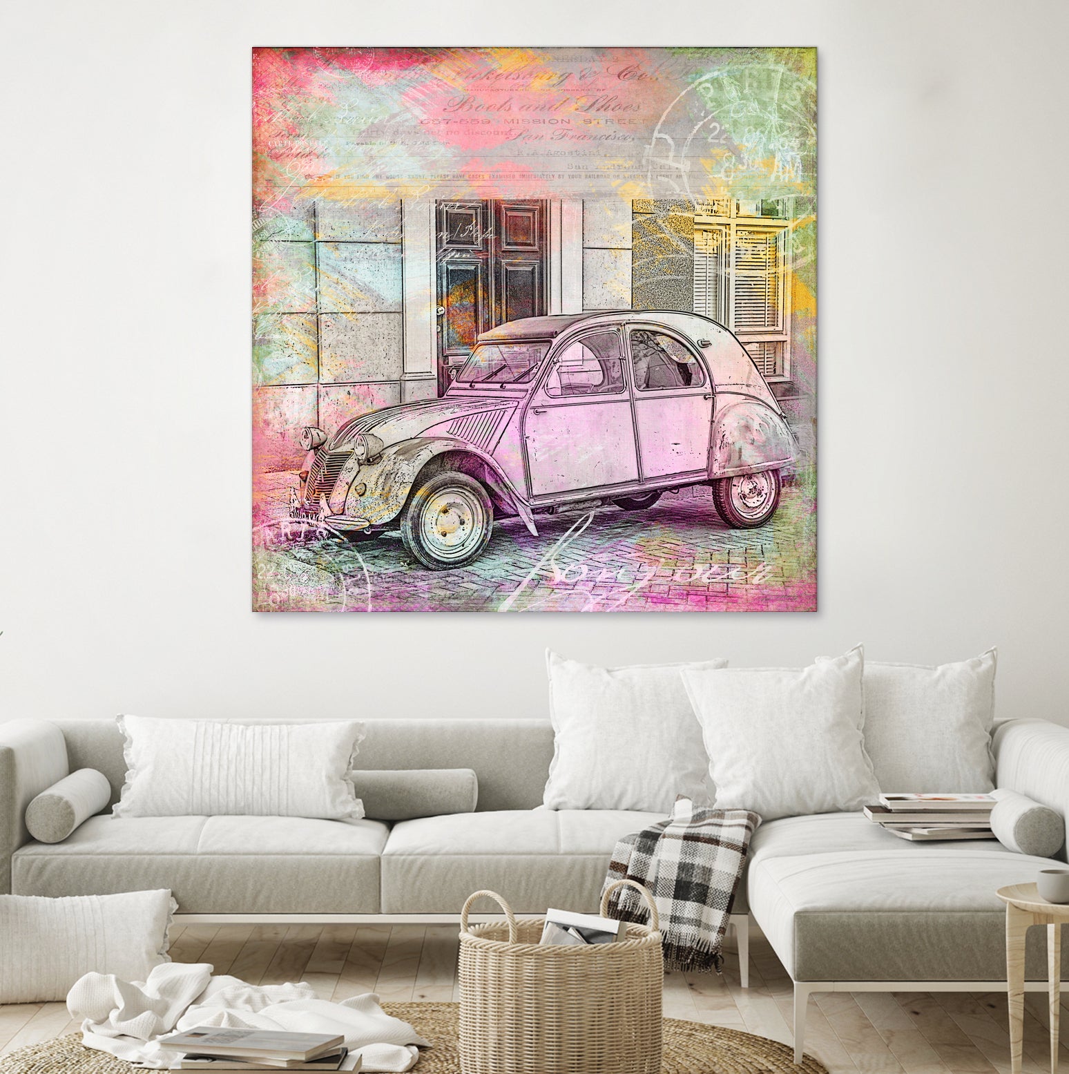 2CV Retro Car by Andrea Haase on GIANT ART - pink photo illustration