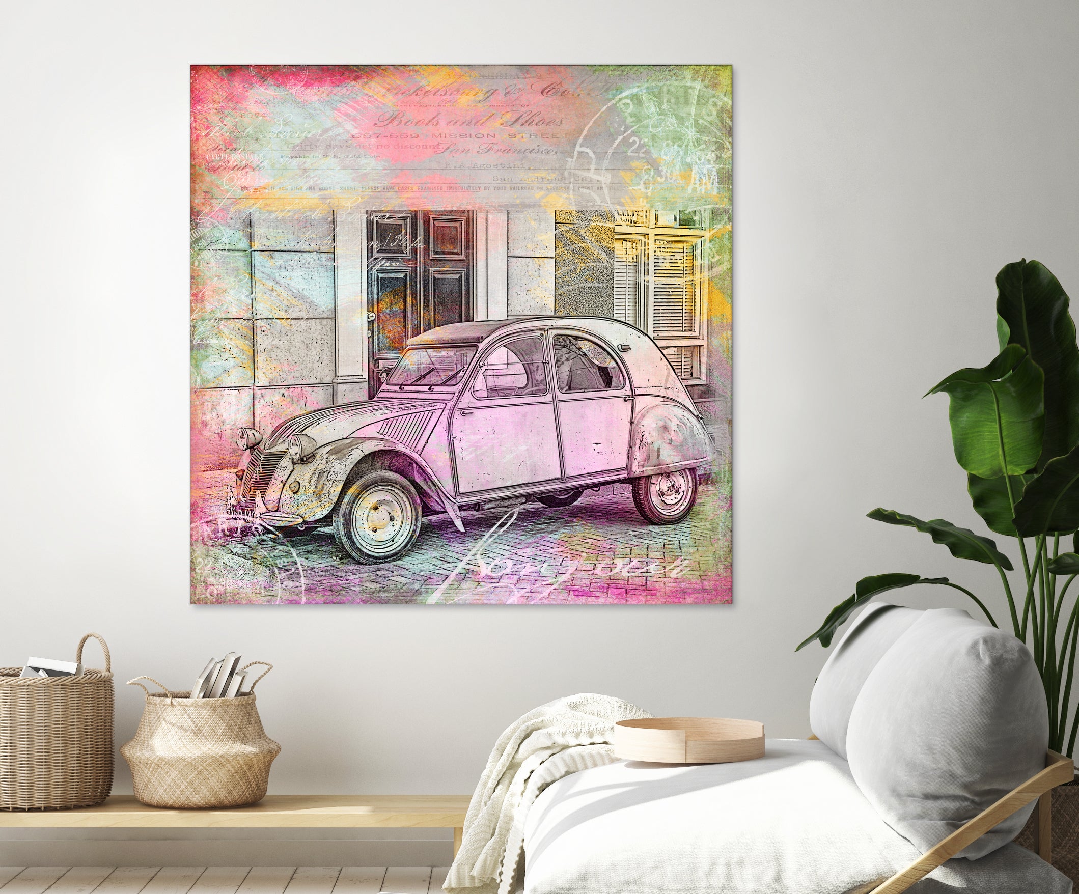 2CV Retro Car by Andrea Haase on GIANT ART - pink photo illustration