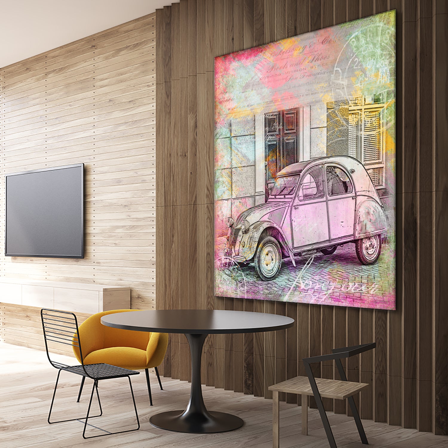 2CV Retro Car by Andrea Haase on GIANT ART - pink photo illustration