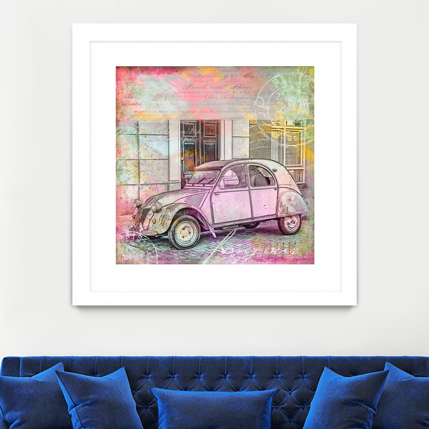 2CV Retro Car by Andrea Haase on GIANT ART - pink photo illustration