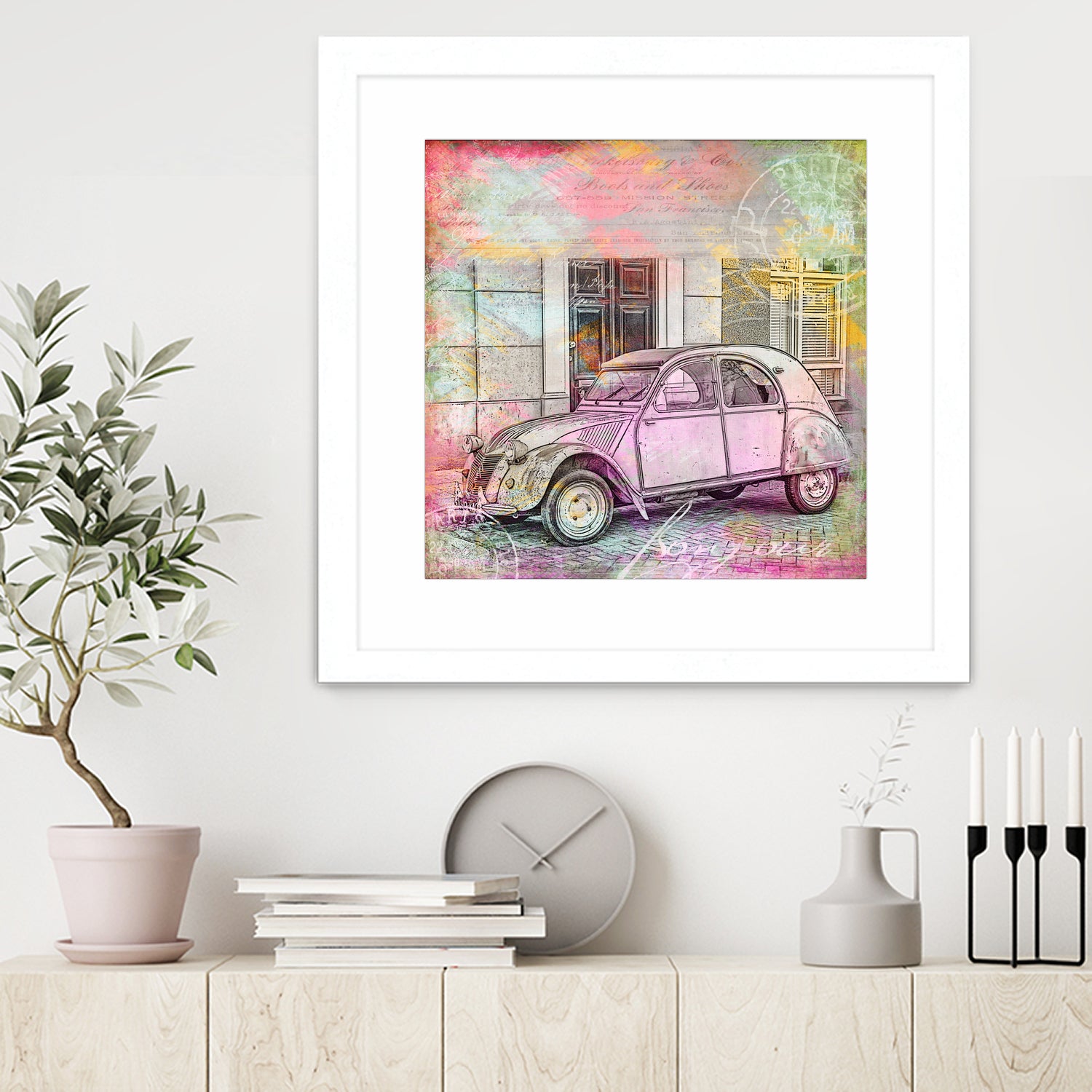 2CV Retro Car by Andrea Haase on GIANT ART - pink photo illustration