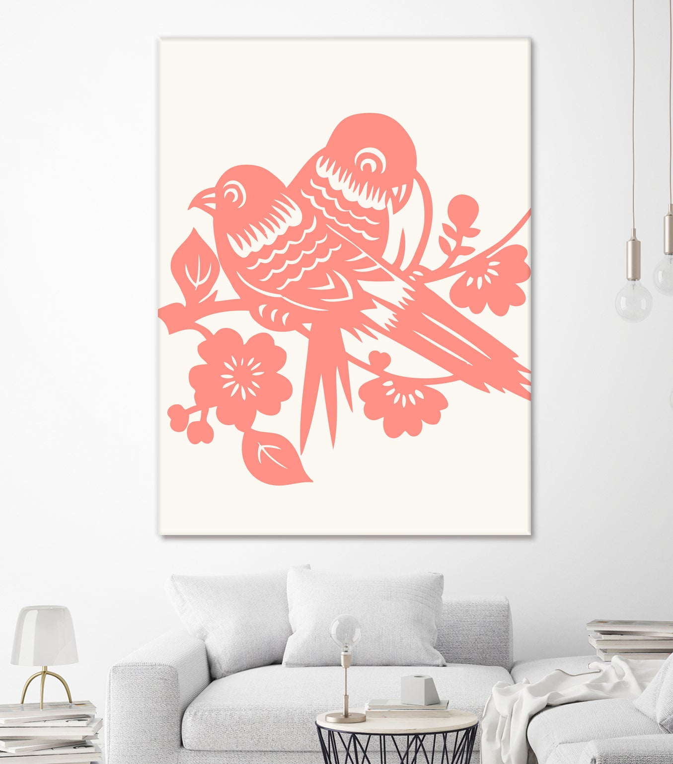 Love Birds Coral by Thomas Fernez on GIANT ART - pink digital drawing