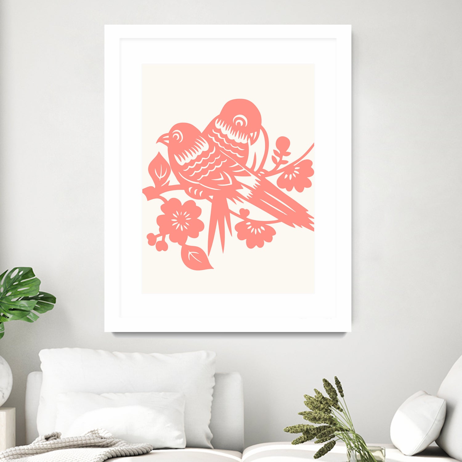 Love Birds Coral by Thomas Fernez on GIANT ART - pink digital drawing