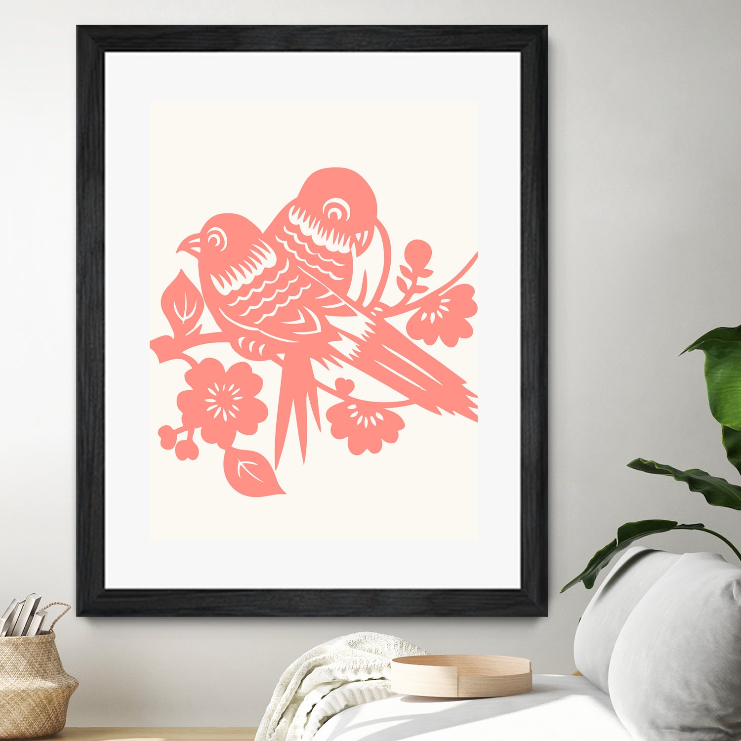 Love Birds Coral by Thomas Fernez on GIANT ART - pink digital drawing