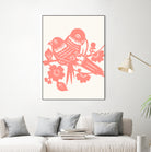 Love Birds Coral by Thomas Fernez on GIANT ART - pink digital drawing