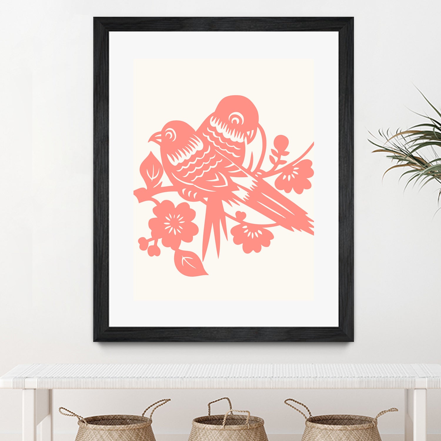 Love Birds Coral by Thomas Fernez on GIANT ART - pink digital drawing