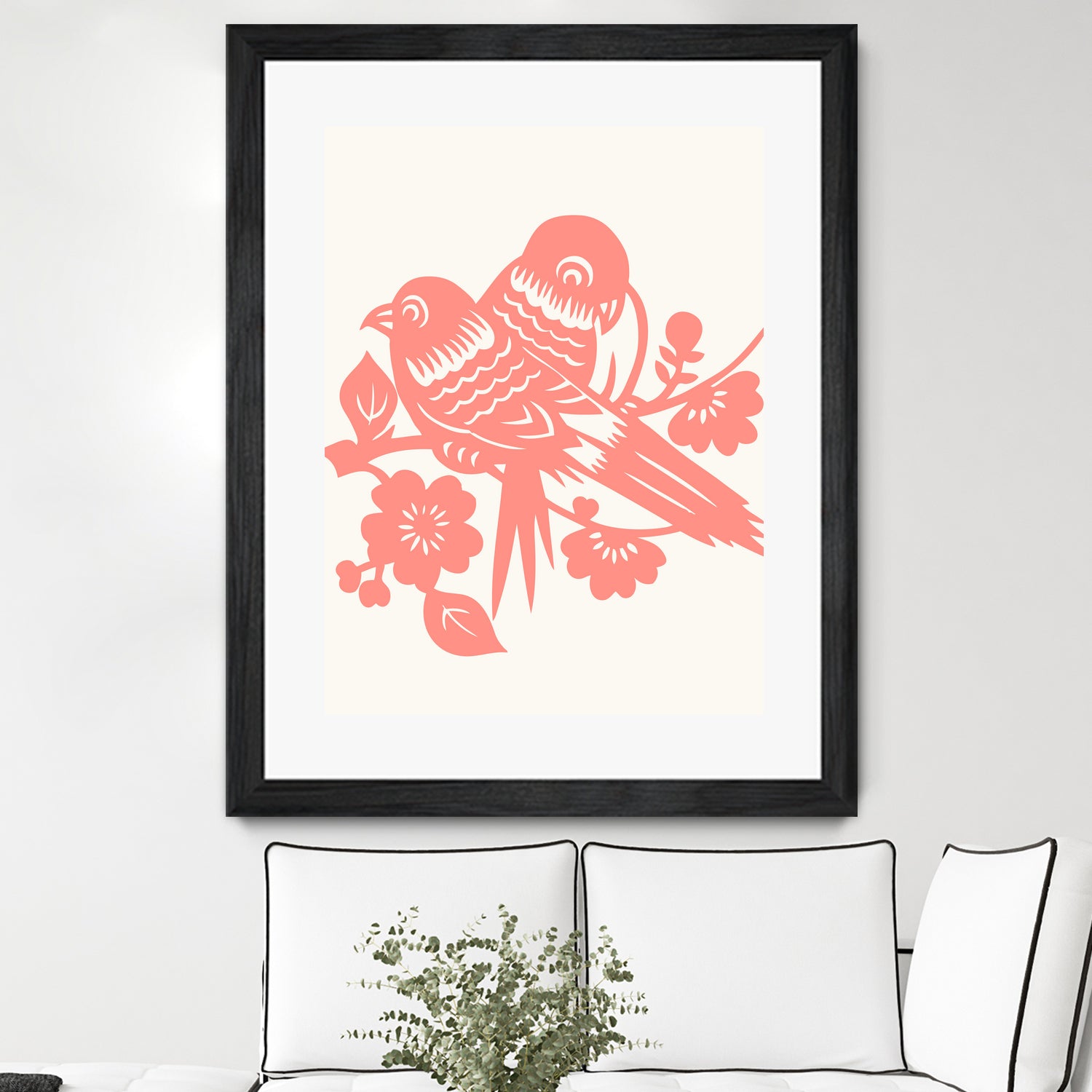 Love Birds Coral by Thomas Fernez on GIANT ART - pink digital drawing