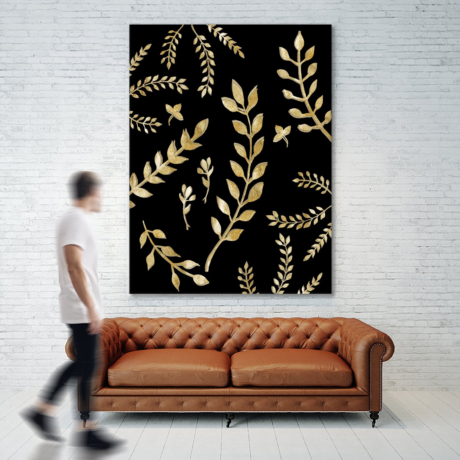 Gold Leaves Pattern #1 #drawing #decor #art by Anita & Bella Jantz on GIANT ART - brown digital drawing