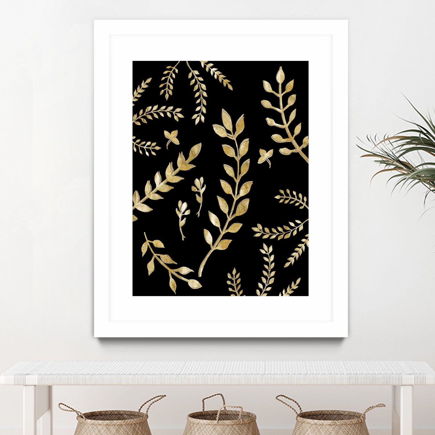 Gold Leaves Pattern #1 #drawing #decor #art by Anita & Bella Jantz on GIANT ART - brown digital drawing