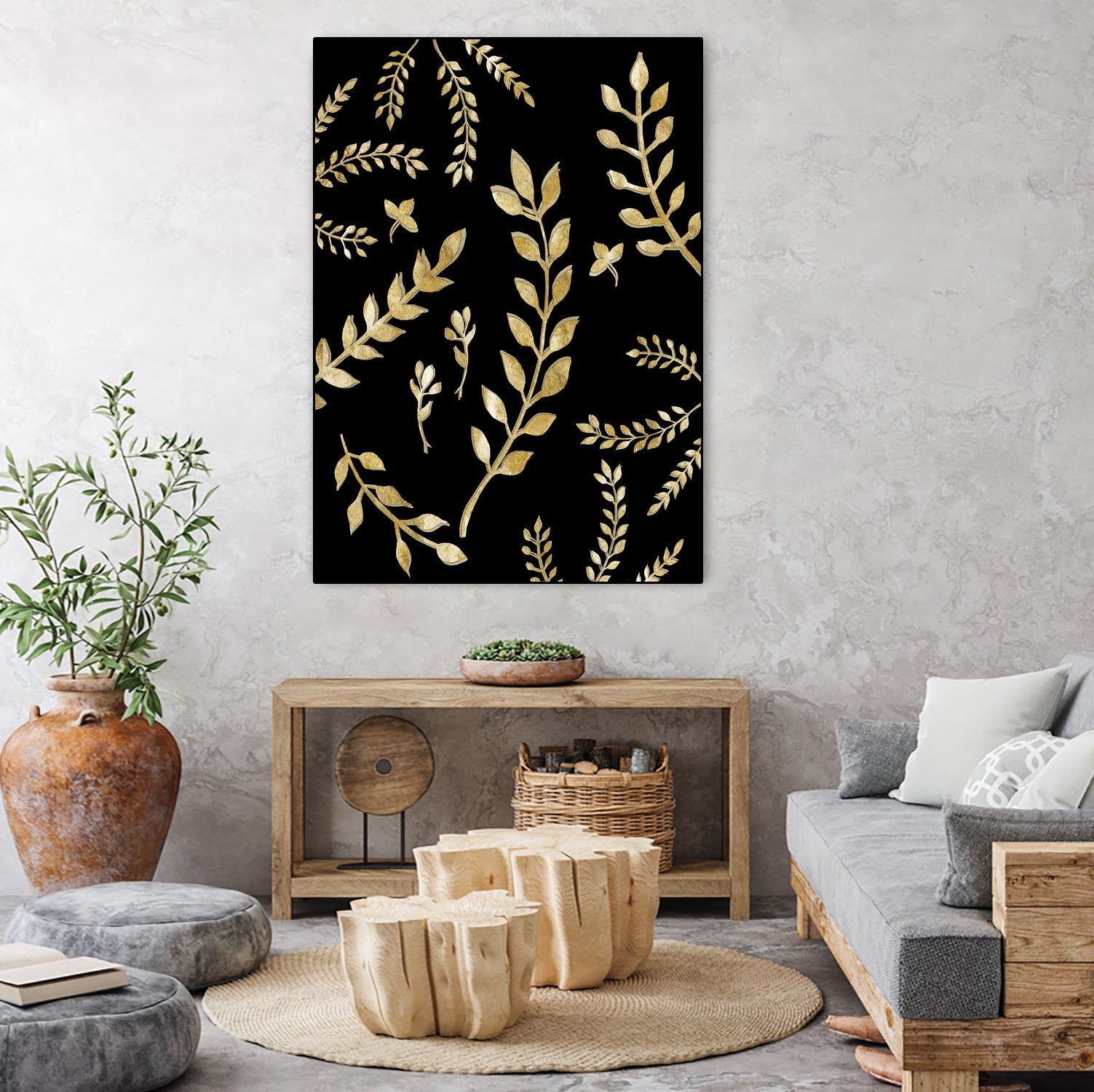 Gold Leaves Pattern #1 #drawing #decor #art by Anita & Bella Jantz on GIANT ART - brown digital drawing