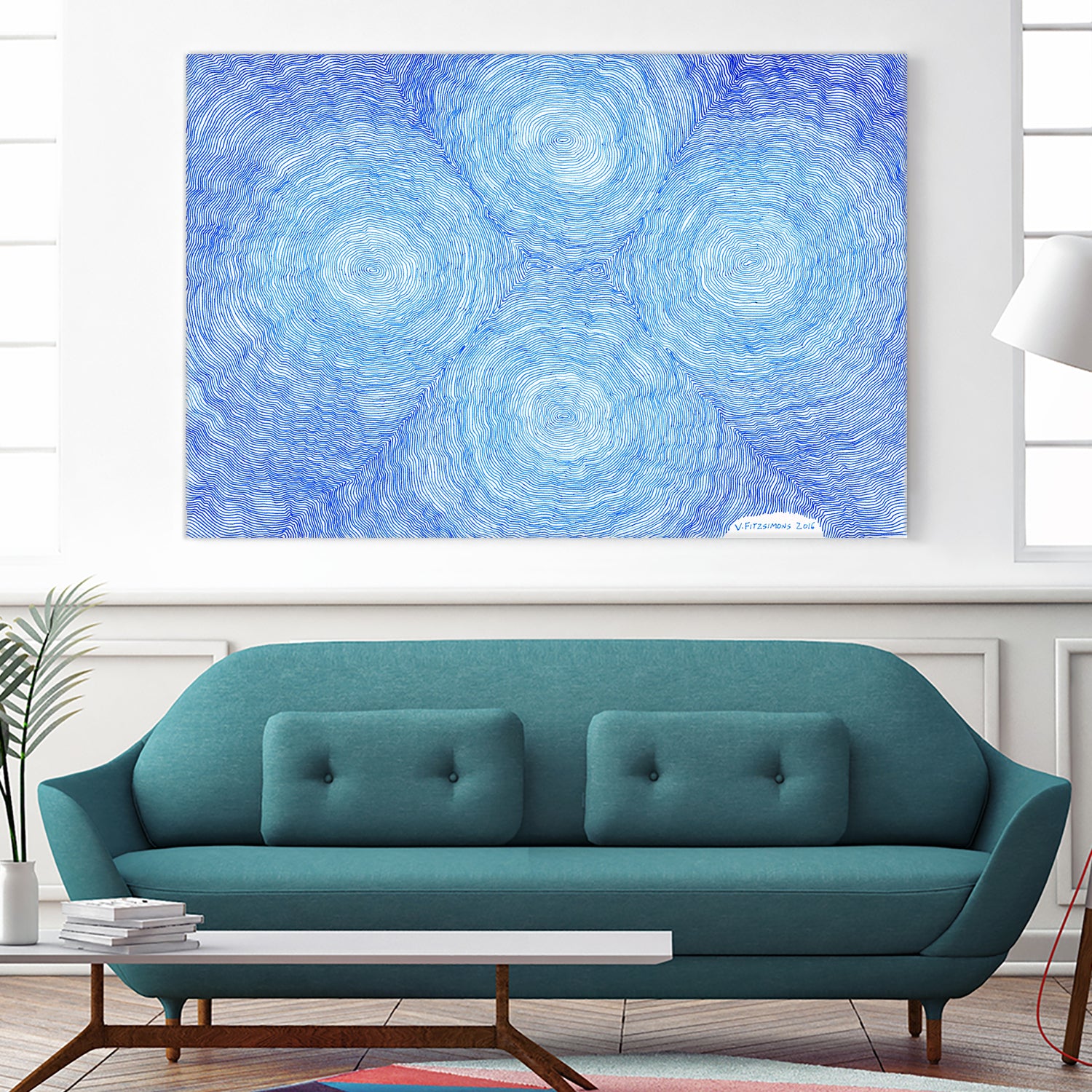 Blue ripples, four loci by Victor Fitzsimons on GIANT ART - blue mixed media