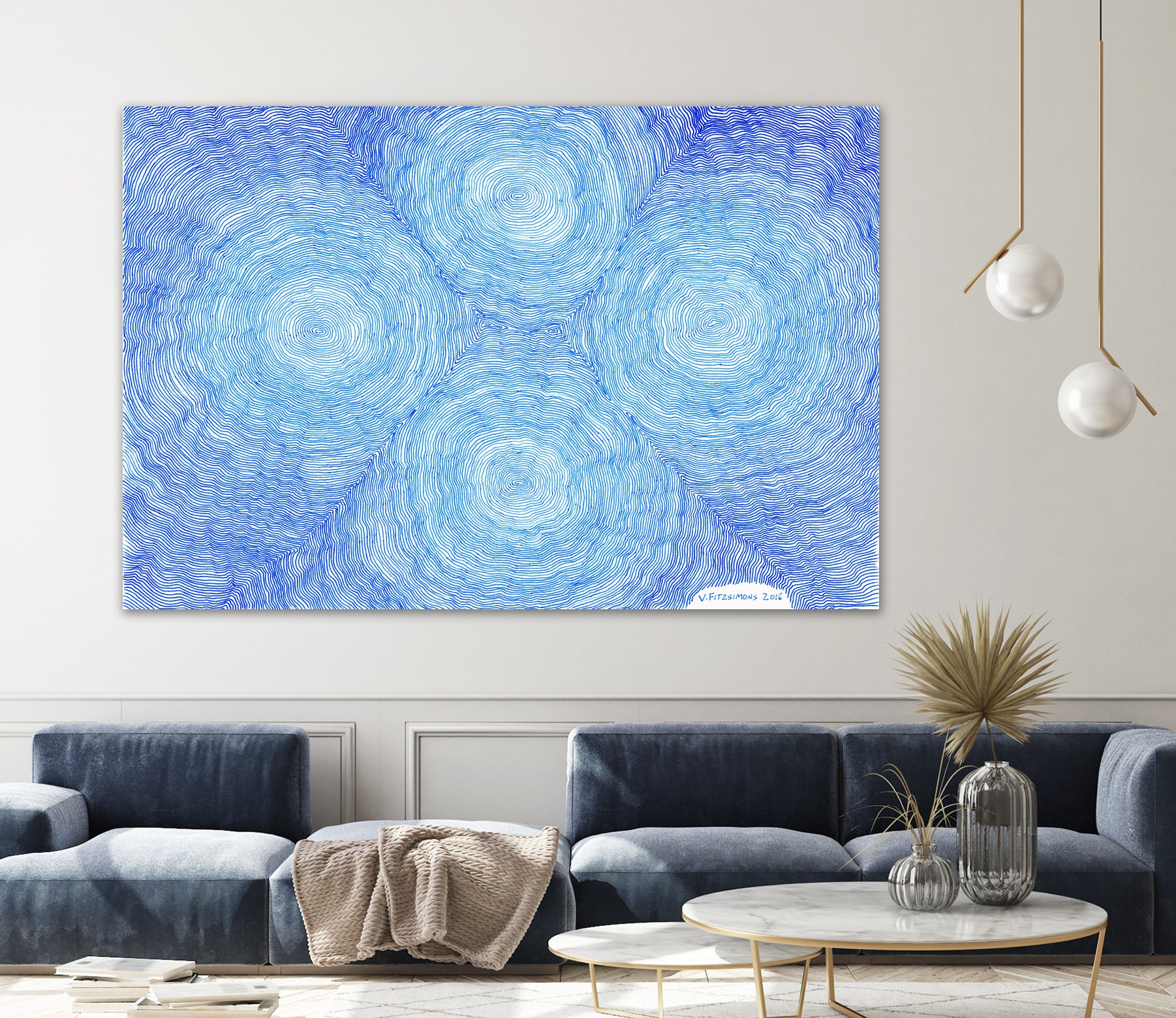 Blue ripples, four loci by Victor Fitzsimons on GIANT ART - blue mixed media