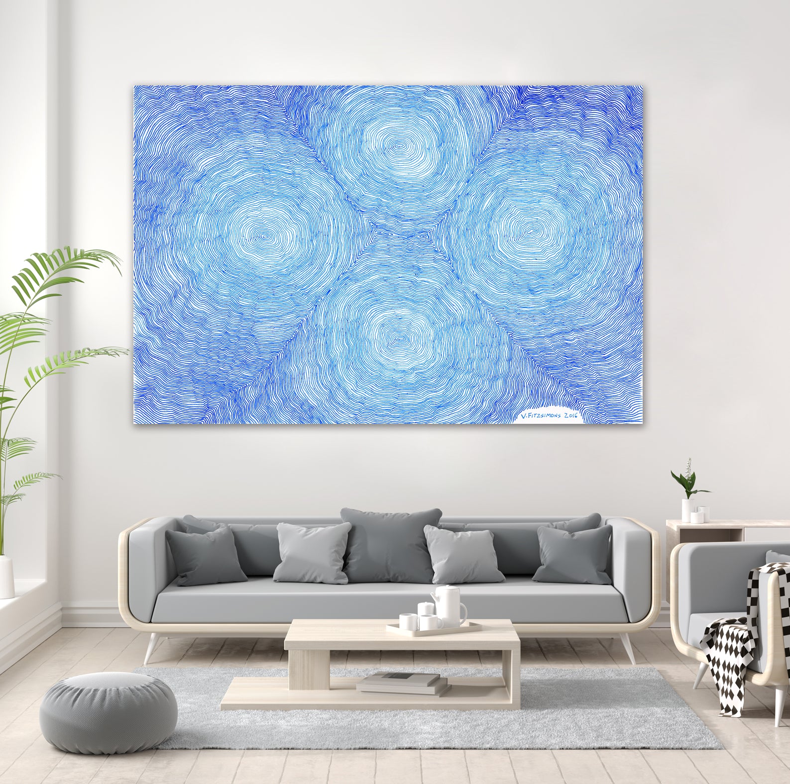 Blue ripples, four loci by Victor Fitzsimons on GIANT ART - blue mixed media