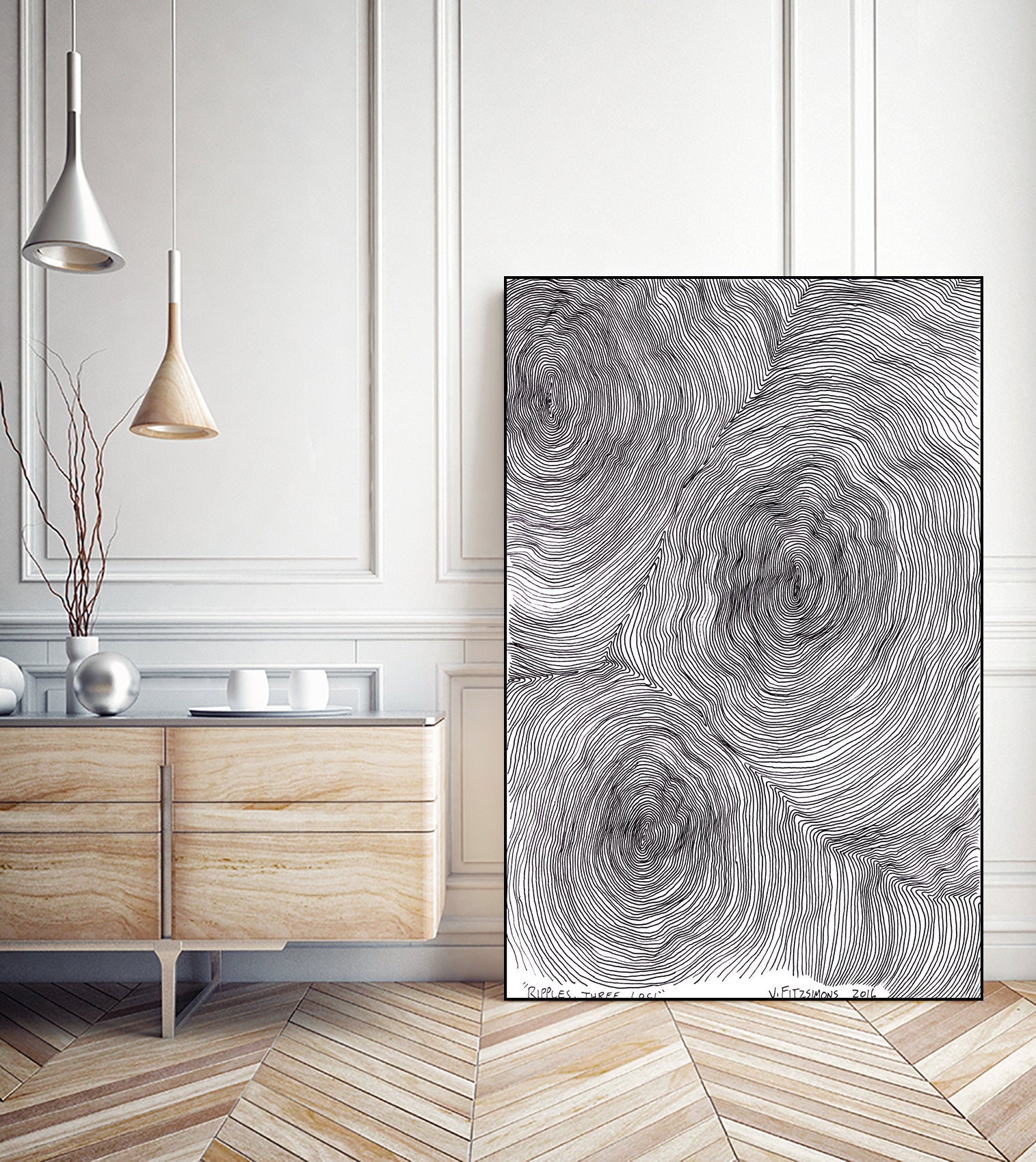 Ripples, three loci by Victor Fitzsimons on GIANT ART - black mixed media