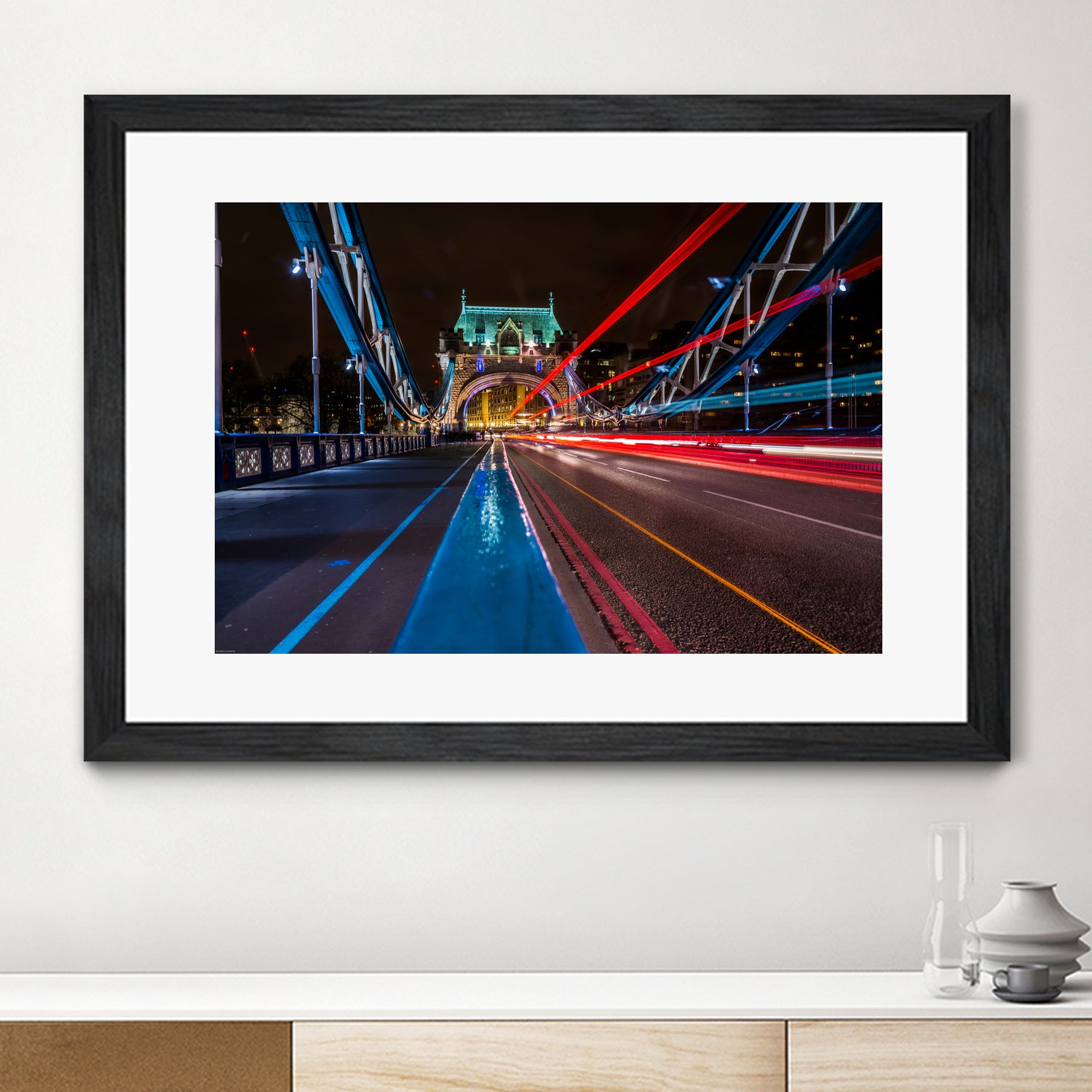 Lighttrails Tower Bridge by Reziebelle Martin on GIANT ART - red photo illustration