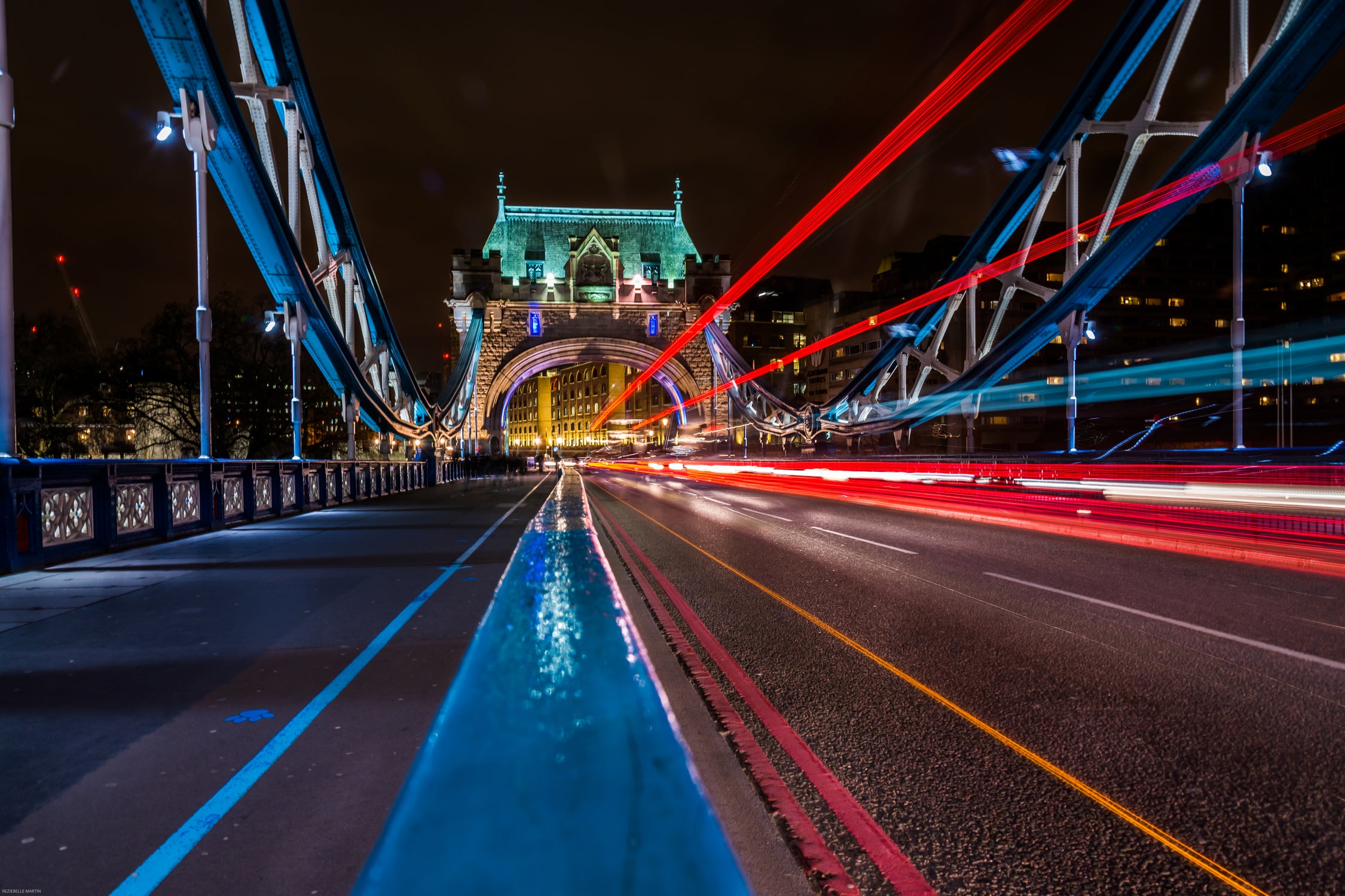 Lighttrails Tower Bridge by Reziebelle Martin on GIANT ART - red photo illustration