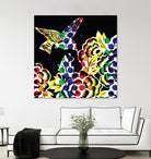 Hummingbird Dots Black by Thomas Fernez on GIANT ART - black digital painting