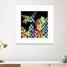 Hummingbird Dots Black by Thomas Fernez on GIANT ART - black digital painting