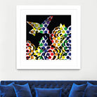 Hummingbird Dots Black by Thomas Fernez on GIANT ART - black digital painting