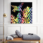 Hummingbird Dots Black by Thomas Fernez on GIANT ART - black digital painting