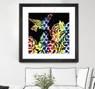 Hummingbird Dots Black by Thomas Fernez on GIANT ART - black digital painting