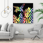 Hummingbird Dots Black by Thomas Fernez on GIANT ART - black digital painting