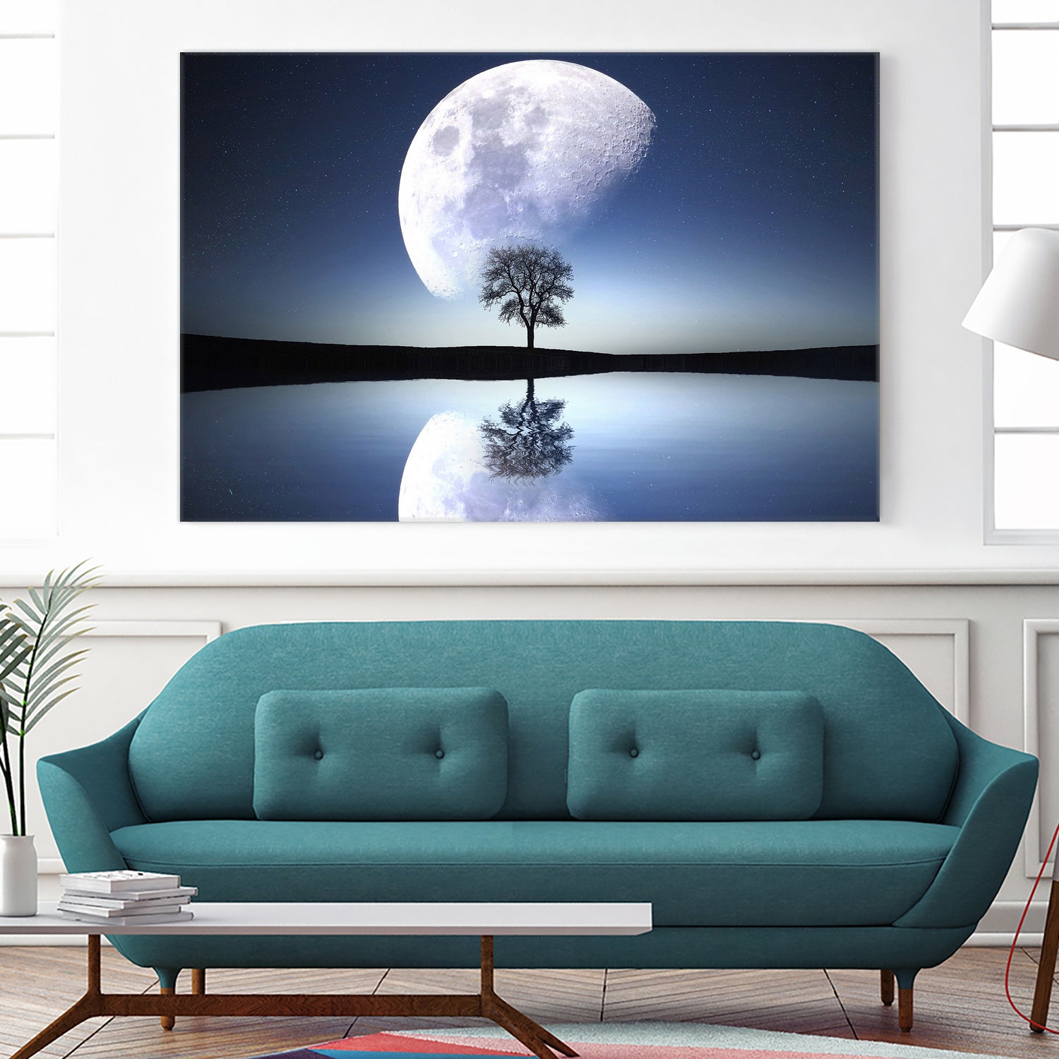 moon night river sky nature by Herman Wijanarko on GIANT ART - blue vector illustration