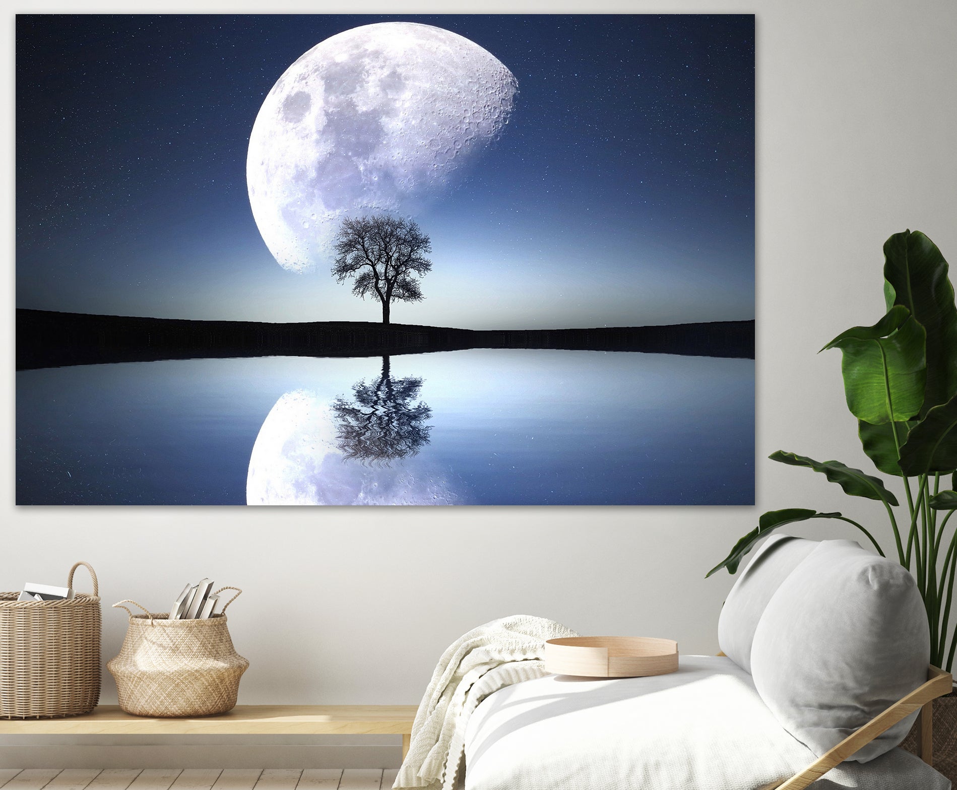 moon night river sky nature by Herman Wijanarko on GIANT ART - blue vector illustration