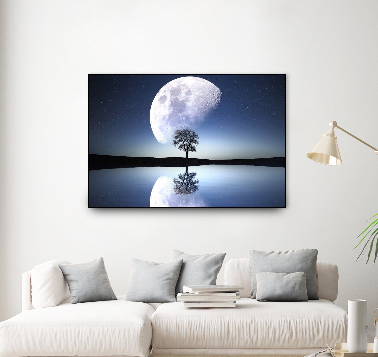 moon night river sky nature by Herman Wijanarko on GIANT ART - blue vector illustration