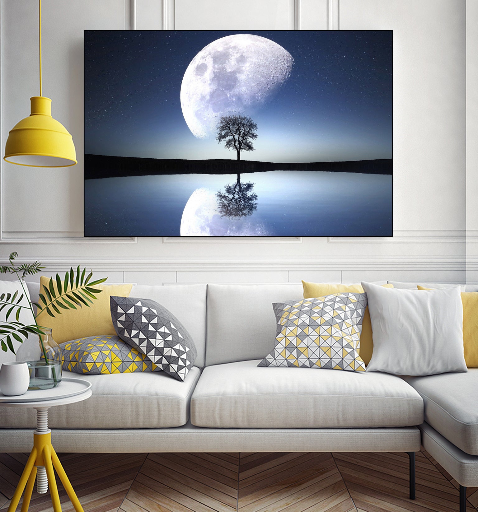 moon night river sky nature by Herman Wijanarko on GIANT ART - blue vector illustration