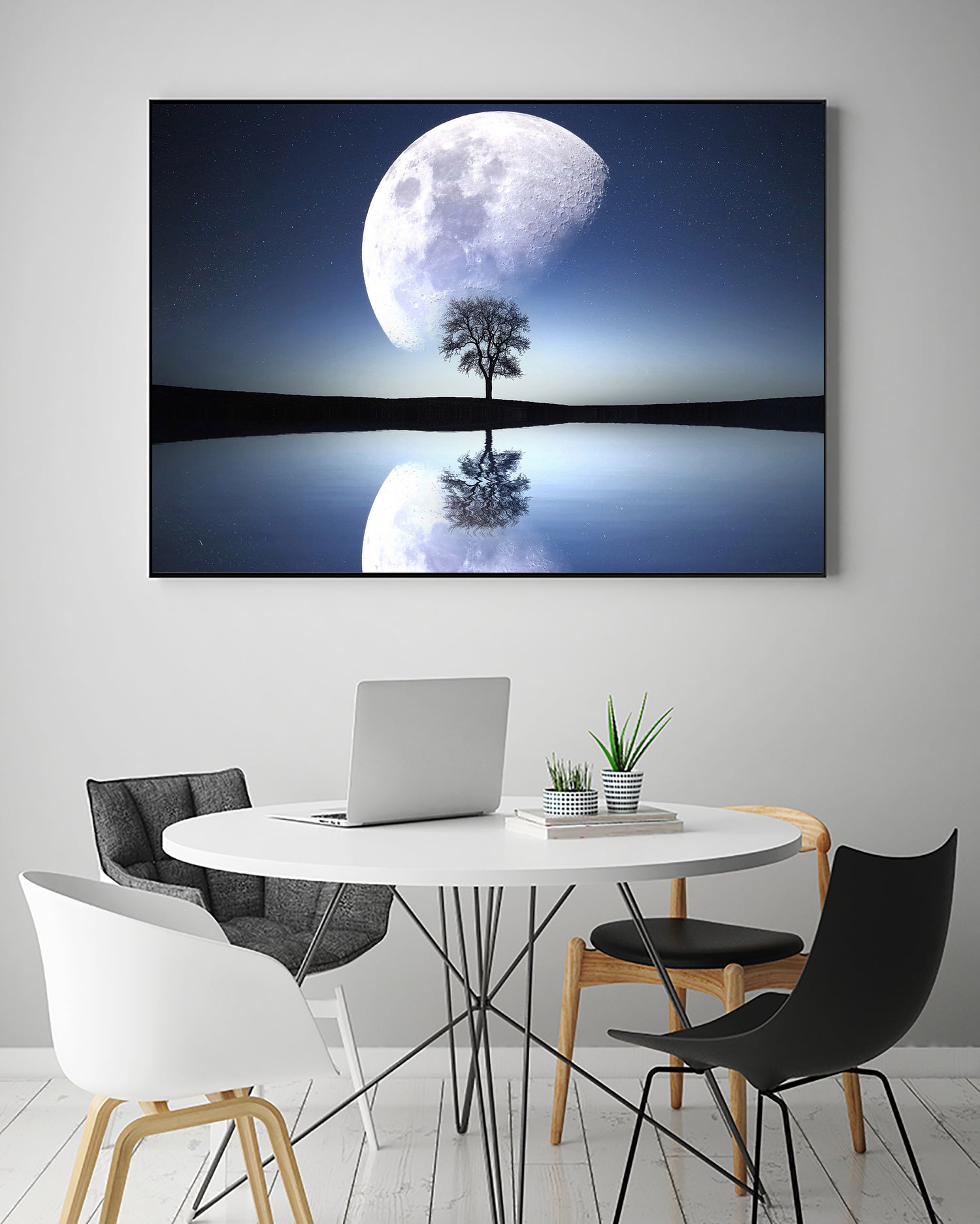 moon night river sky nature by Herman Wijanarko on GIANT ART - blue vector illustration