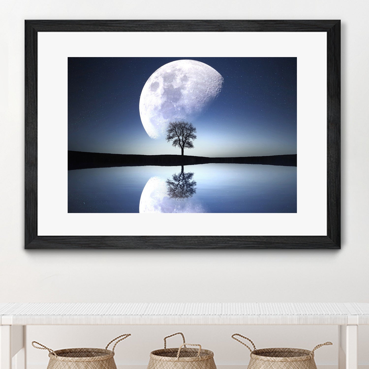 moon night river sky nature by Herman Wijanarko on GIANT ART - blue vector illustration