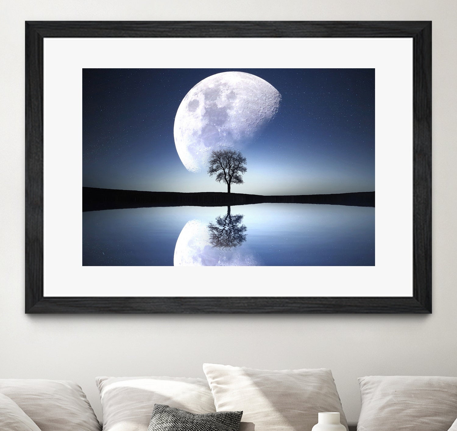 moon night river sky nature by Herman Wijanarko on GIANT ART - blue vector illustration