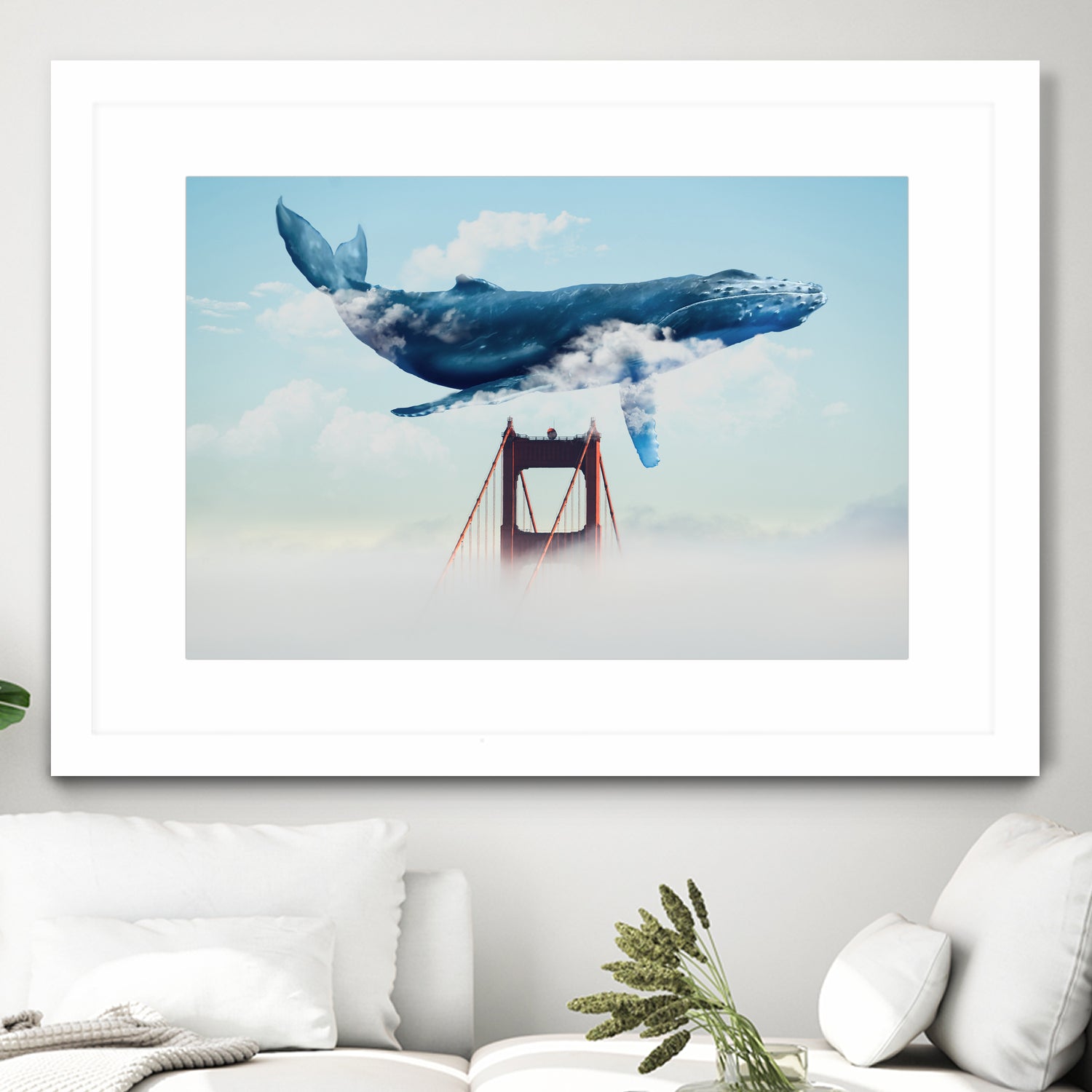 Whale Tails Golden Gate Bridge by David Loblaw on GIANT ART - blue photo manipulation